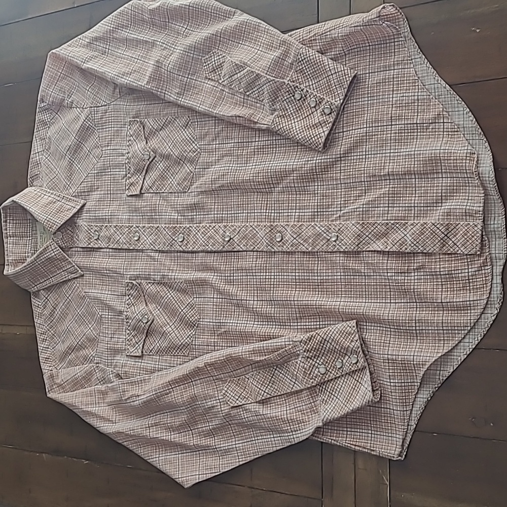 Golden Spur Vintage Plaid Pearl Button Up Western Shirt size L